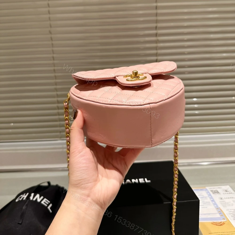 View 7 of Chanel Heart Bag Gold Tone Metal Light Pink 16Cm