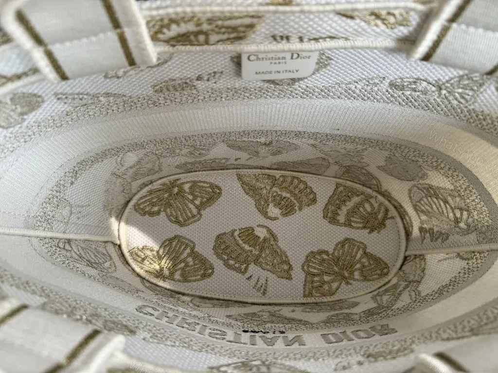 View 5 of Ivory Jacquard Tote: Dior-Inspired Logo, All-Day Luxe