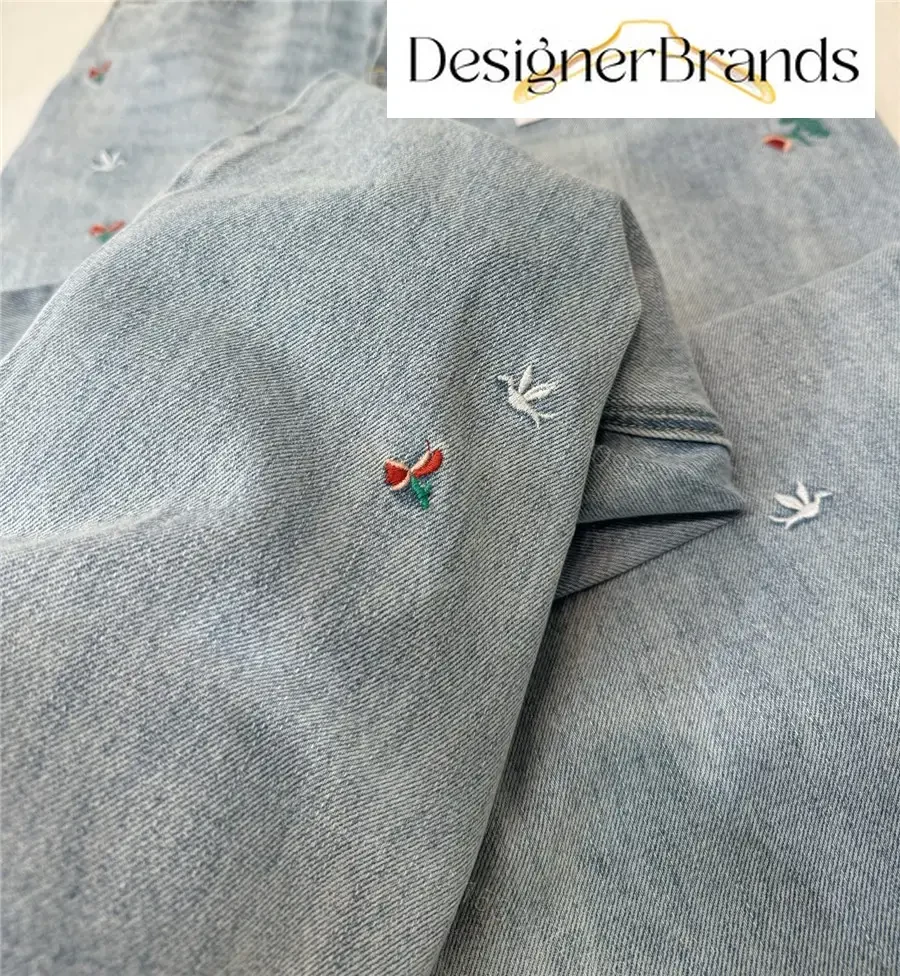 View 7 of Dior Light Blue Wide-Leg Embroidered Jeans