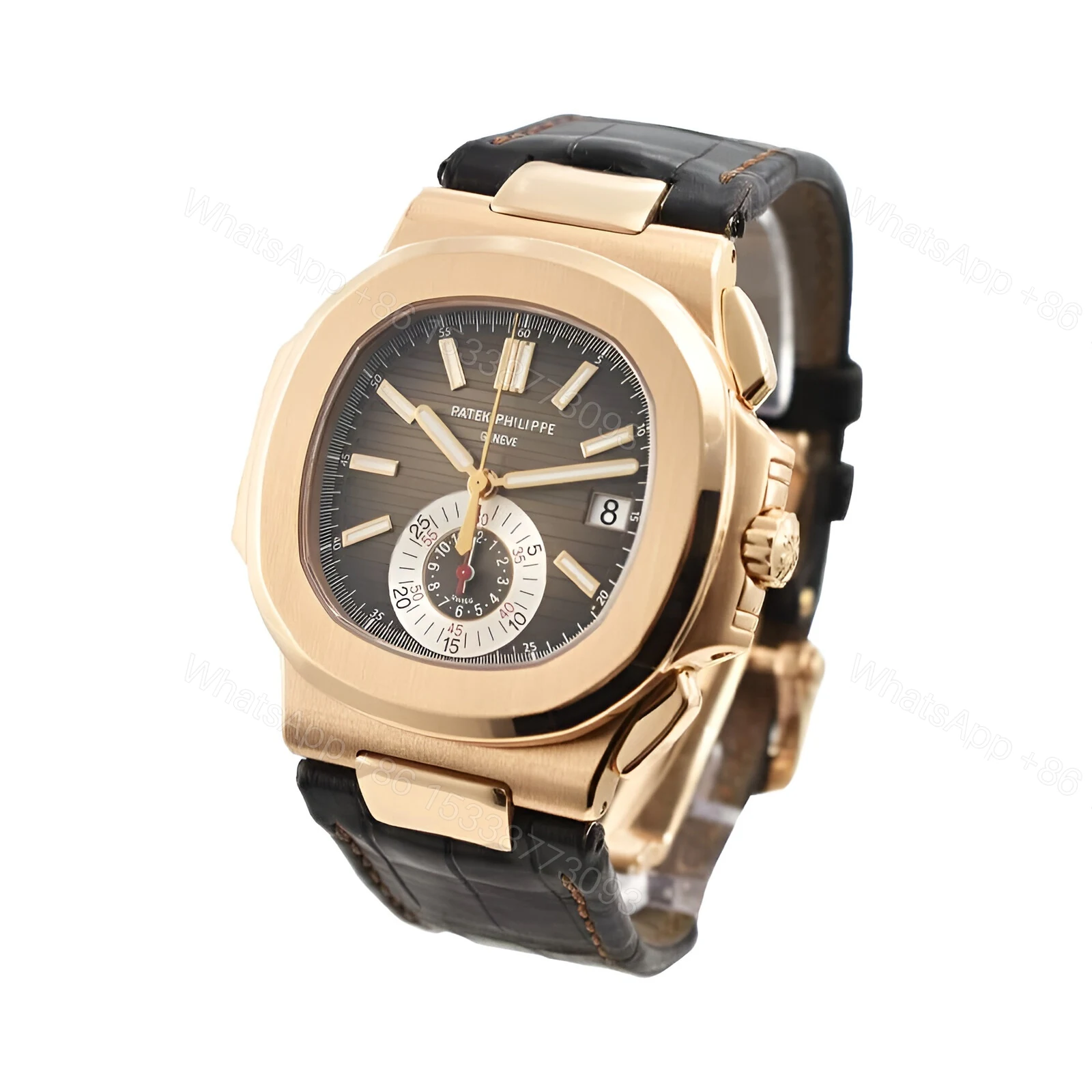 View 2 of Patek Philippe Nautilus Rose Leather Replica