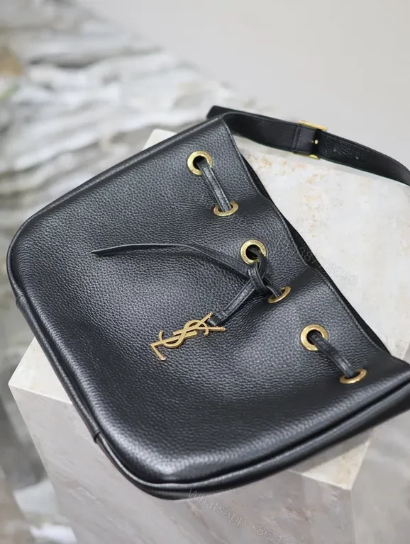 View 4 of Compact Luxe Drawstring Bag with Gold-YSL Monogram