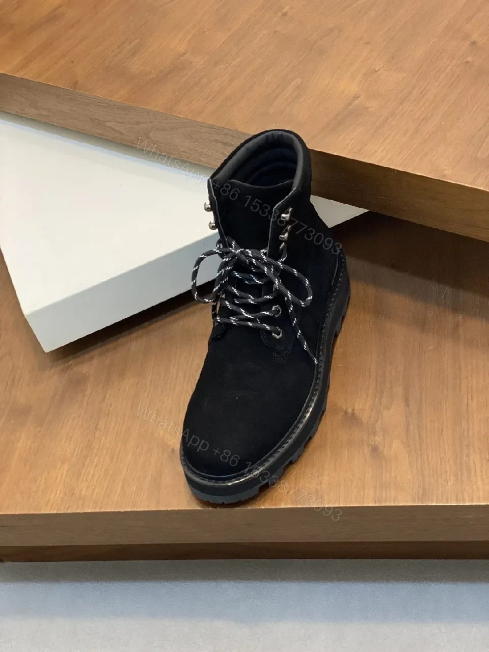 View 8 of Black Suede Leather Lug-Soled Boots, Urban Luxury Style