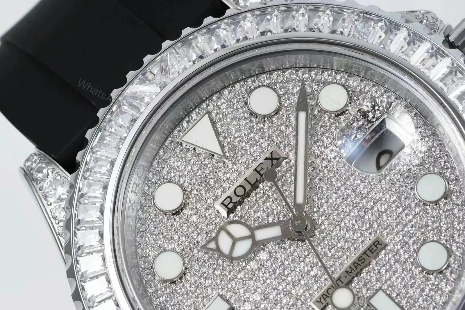 View 4 of C+ Factory Clean Factory Rolex Yacht-Master Diamond Silver Black Strap