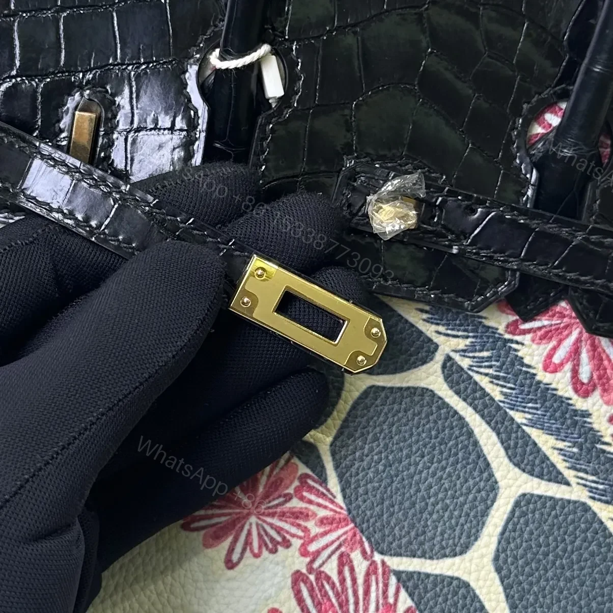 View 5 of Hermes Touch Birkin 25cm Black Crocodile Leather Gold Hardware