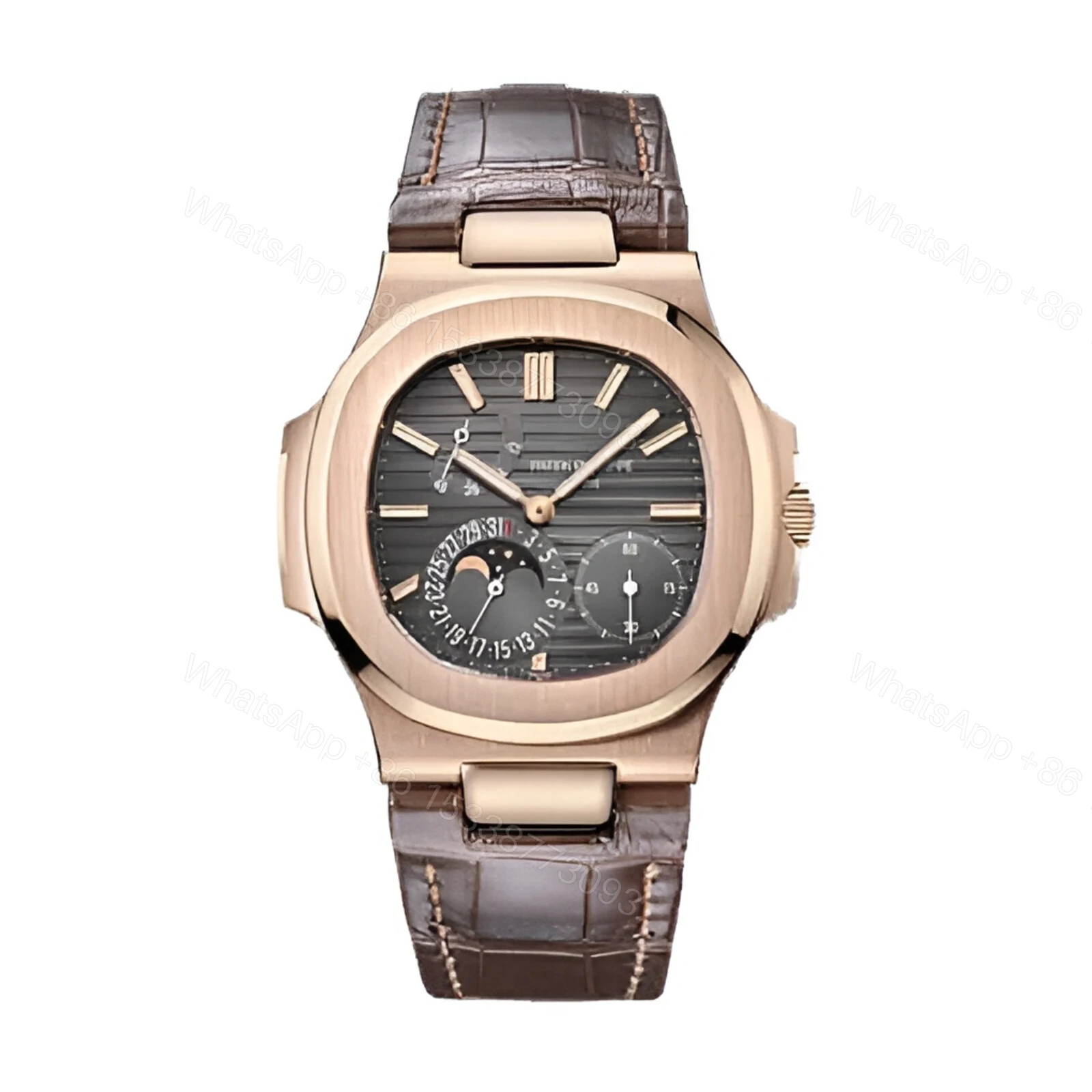 Patek Philippe Nautilus Gold Leather Replica — view 1