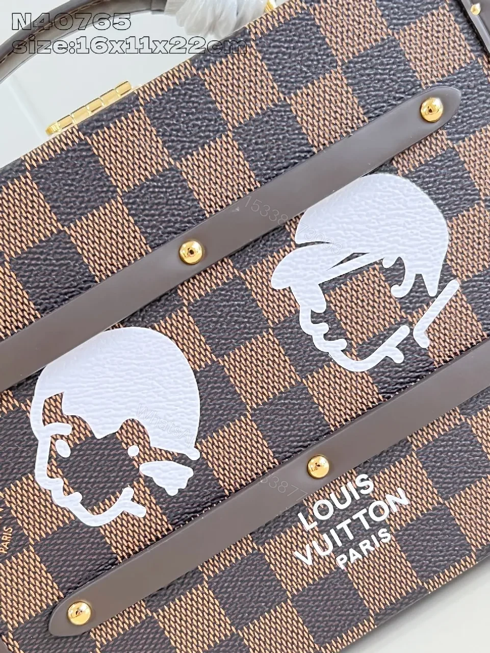 View 3 of Checkerboard Satchel with Skull Accent – Compact Luxury Bag