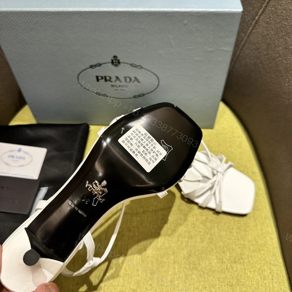 View 9 of 高仿Prada*1X504A方頭一字中踭涼鞋5.5CM白色免檢版