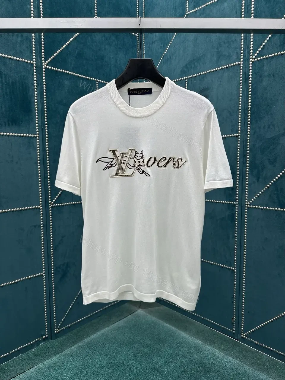 White Cotton Tee with Subtle Designer-Style Embroidery Shirt — view 1