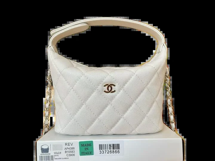 Chanel Quilted White Hobo Bag Clutch on Chain — view 1