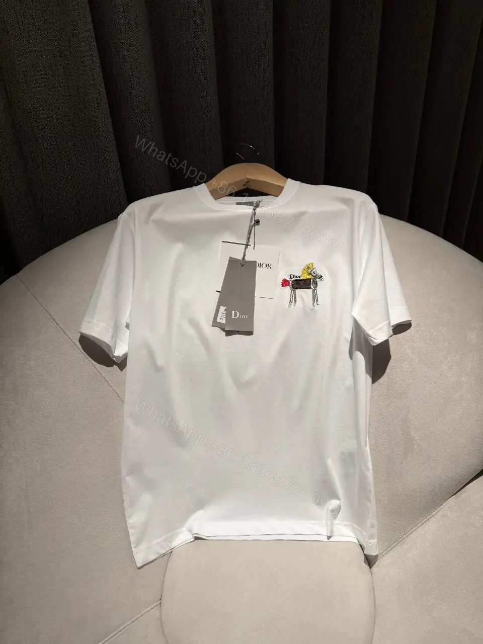 View 11 of White Cotton Tee with Patch – Subtle Designer-Inspired Luxthe Tee