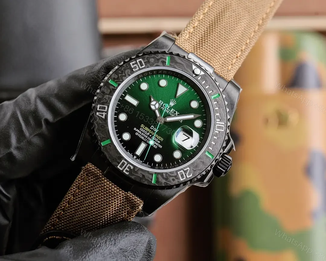 View 3 of Best Rolex Submariner Military Carbon replica 40MM Tan Fabric Strap Edition RG-SUBMARINER-MILITARY-CARBON-TAN-40