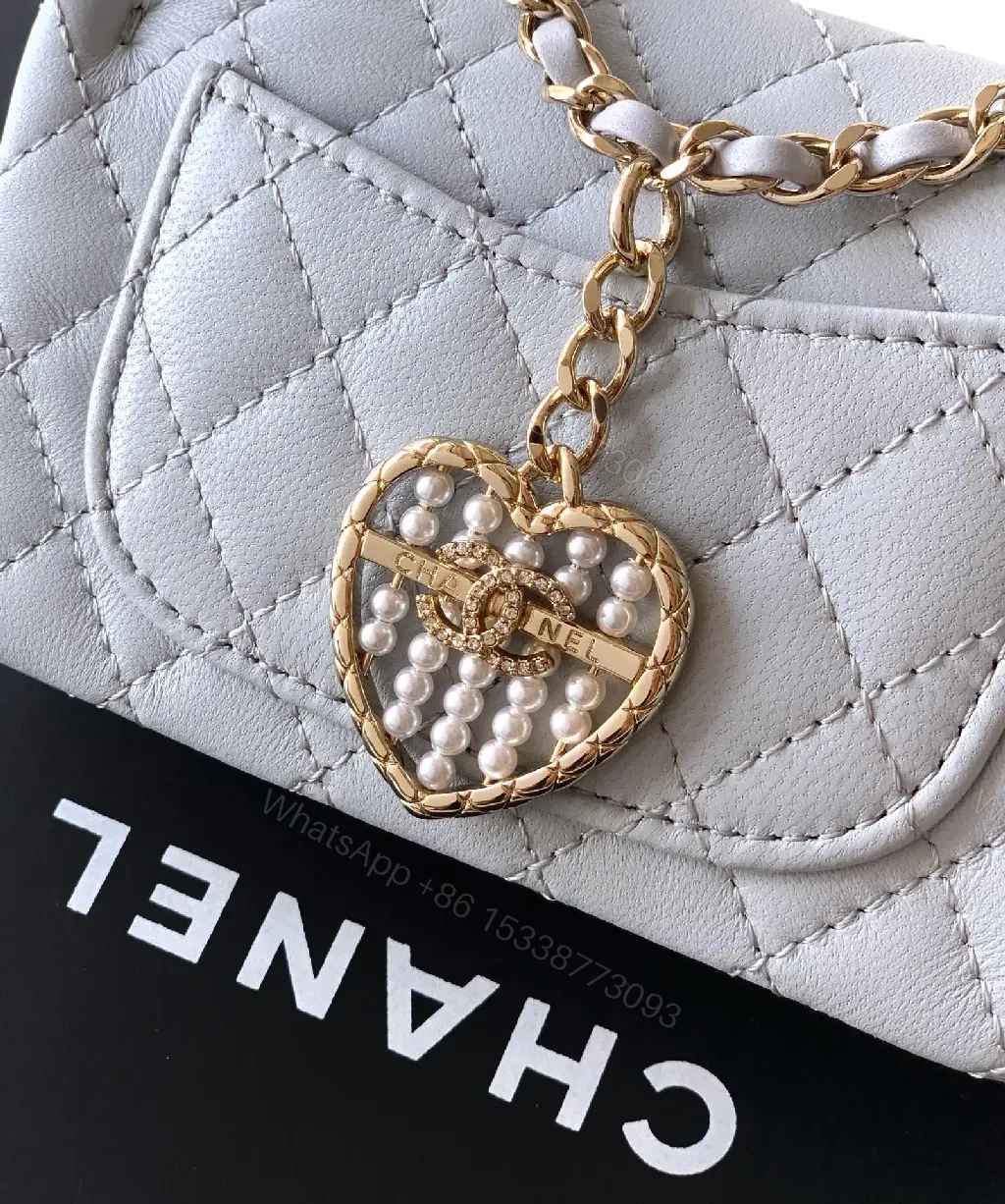 View 8 of Quilted Shoulder Bag with Chain Detail - Petite Chic