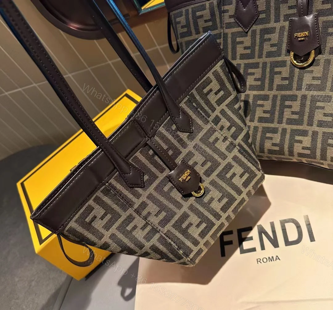 Fendi Women Origami Large Brown FF Jacquard Fabric Bag that can be Transformed — view 2