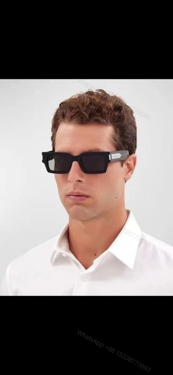 View 2 of rectangular sunglasses with thick acetate injection frames