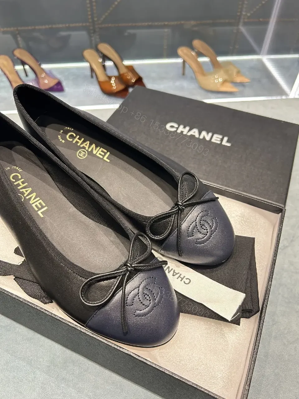 View 4 of Chic Leather Ballet Flats with Embossed Detail, All-Day Comfort