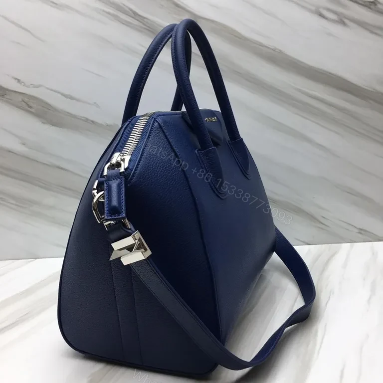 View 9 of Navy Pebbled Leather Structured Carryall â€” Premium, Versatile, Elegant
