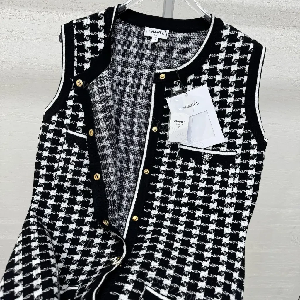 View 10 of Chic Textured Sleeveless Dress with Bold Houndstooth Pattern