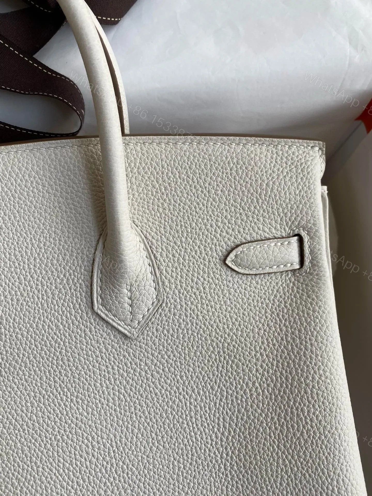 View 4 of HN 25CM CREAM TOGO LEATHER GOLD HARDWARE
