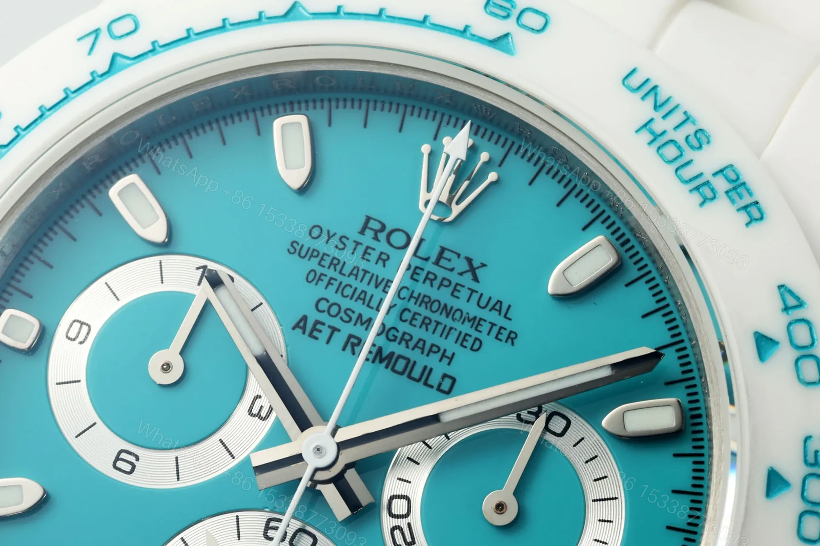 View 4 of JF Factory Clean Factory AET Daytona Ceramic Watch, White & Blue