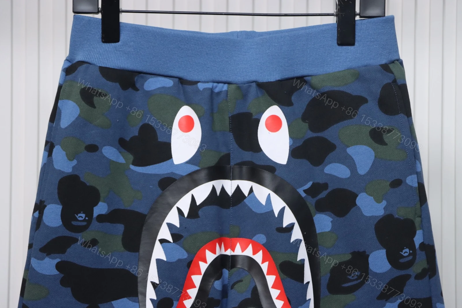 View 2 of Bape Camo Shark Shorts Deep Blue