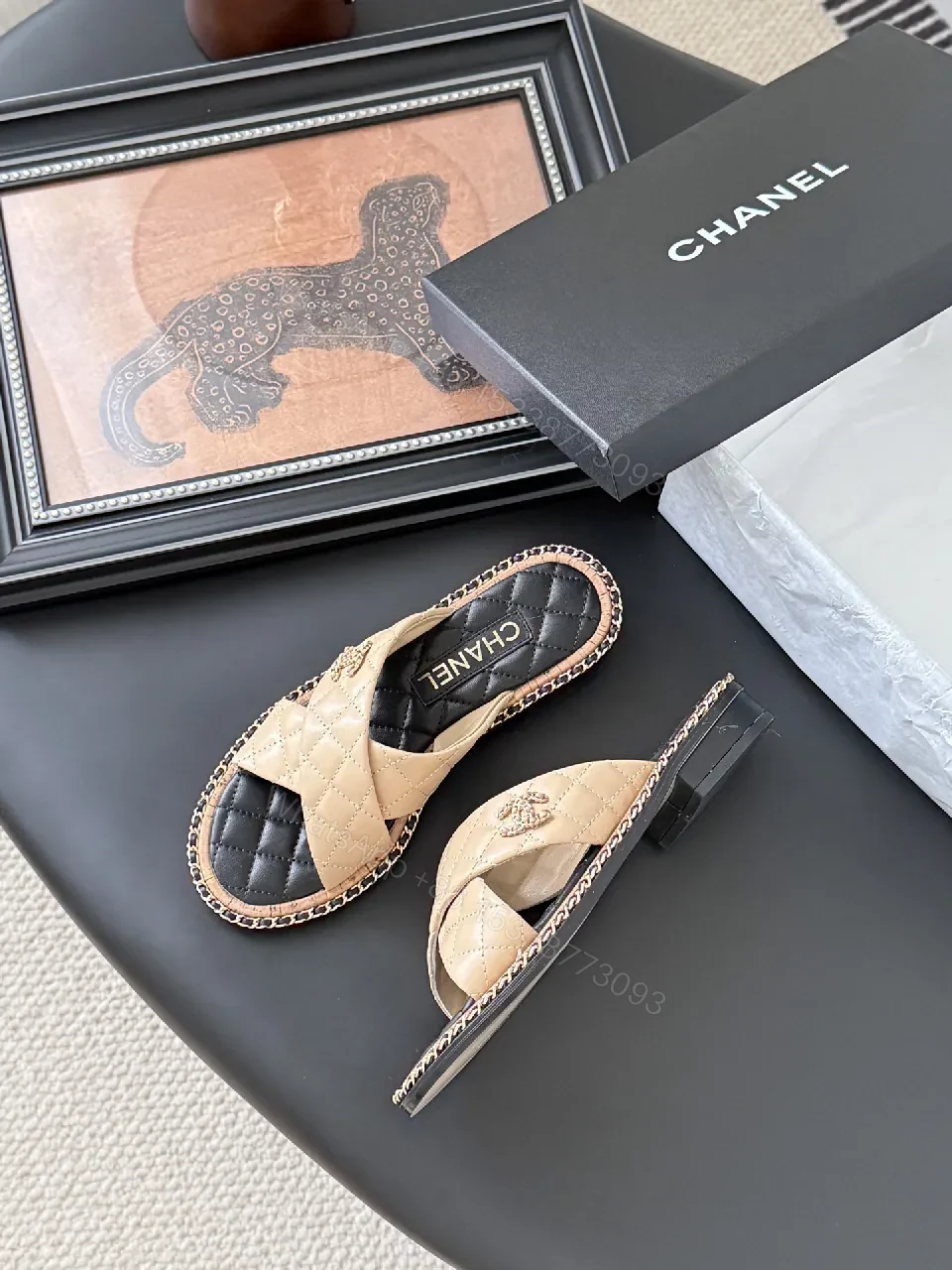 Quilted Sandal with Chain Trim – Luxe Everyday Couture — view 1