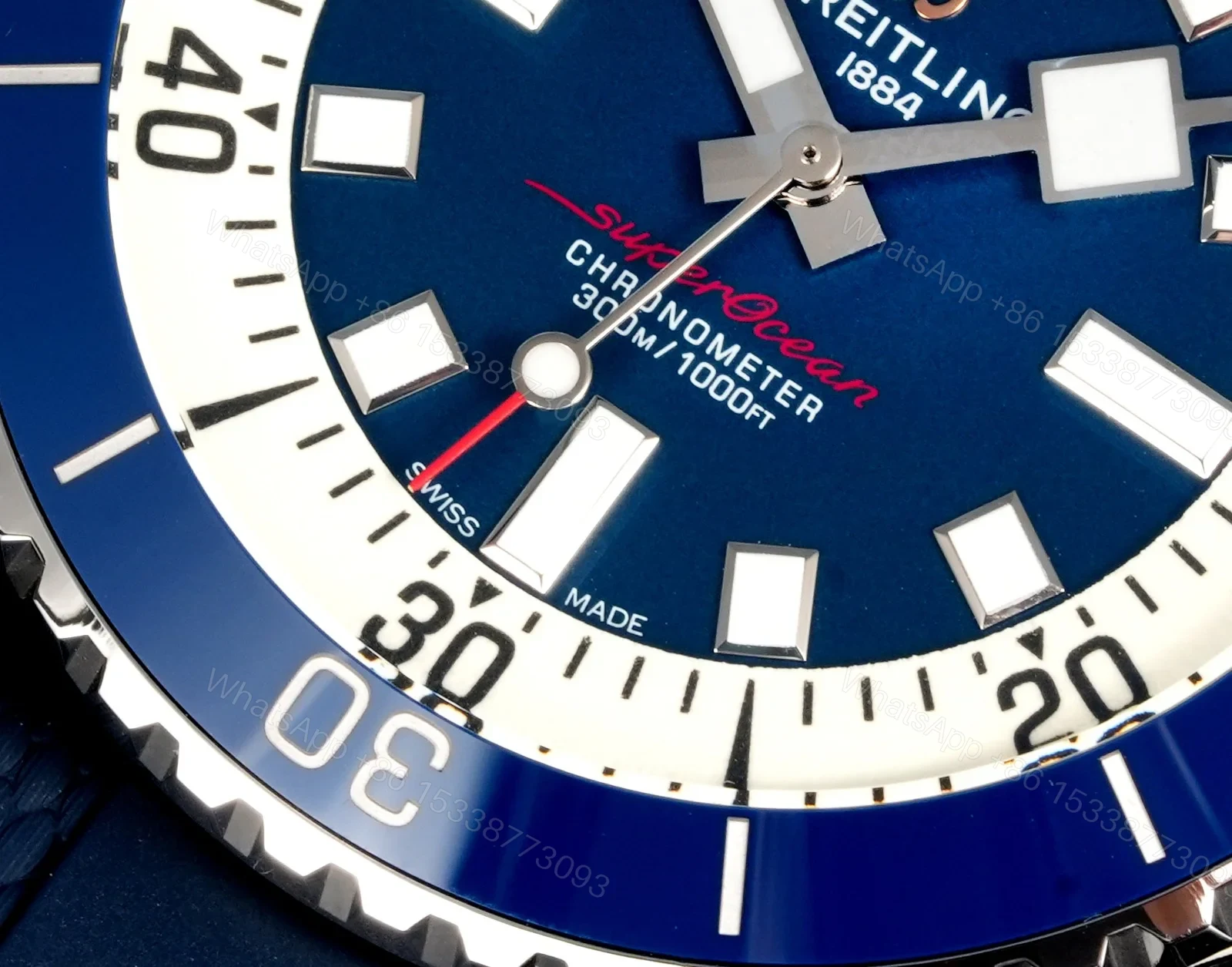 View 4 of Breitling Superocean Blue Replica 46MM Premium Blue Rubber Strap Diver Edition BT-SO-BLU-RBR-46