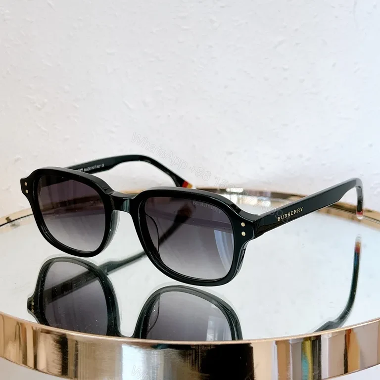 View 5 of Burberry Black Acetate Sunglasses: Gradient Blue Lenses