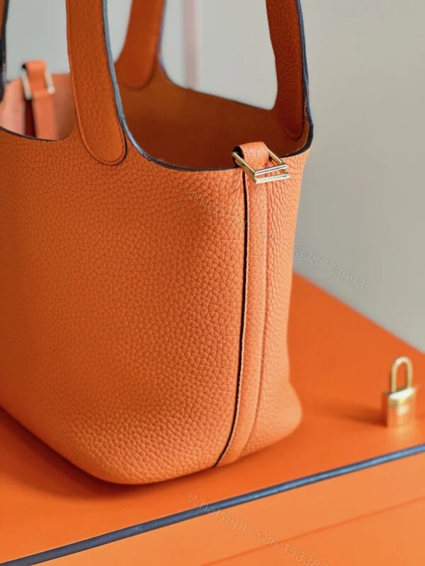 View 7 of Hermes Picotin 18 Orange Togo Leather Gold Hardware