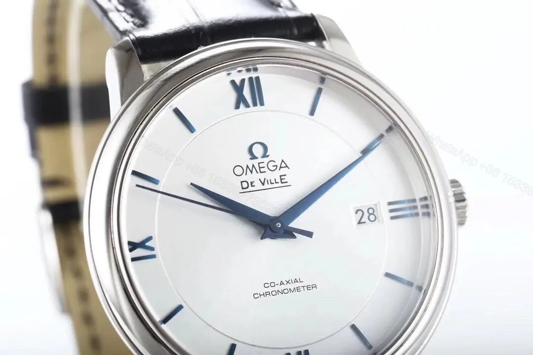 View 3 of Omega DeVille Prestige Silver Dial Black Leather Strap Watch 39.5mm