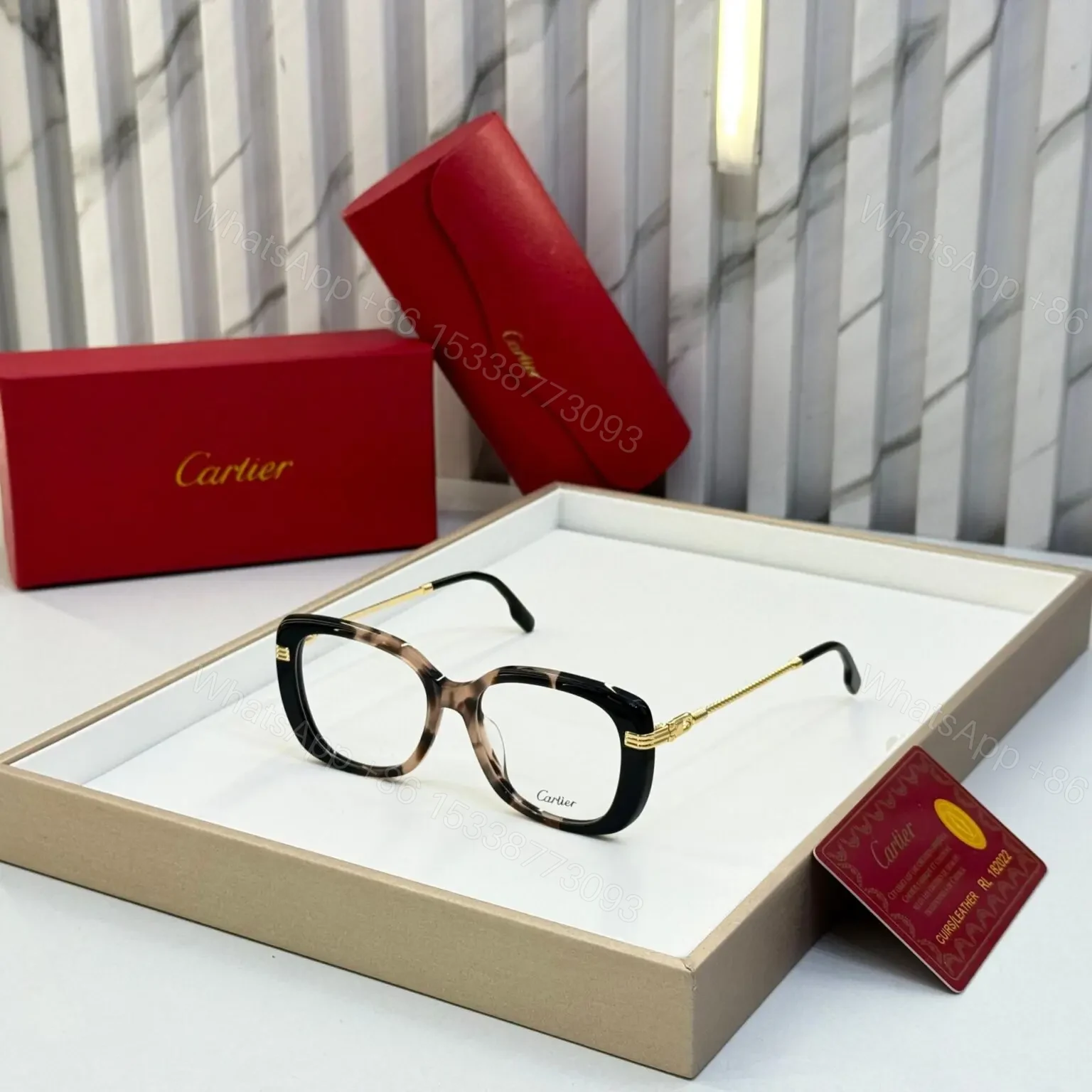 Cartier Square Printed Optical Frame – Black – One Size — view 1