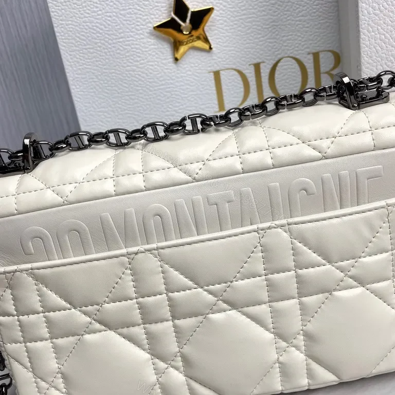 View 5 of Ivory Quilted Leather Shoulder Bag - Signature Hardware Modern Elegance