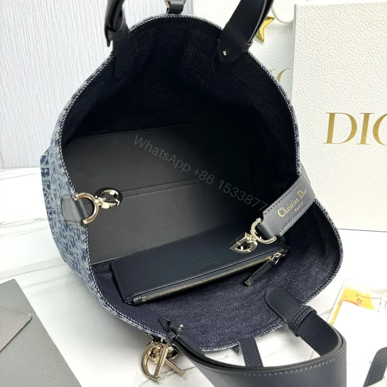 View 7 of Dior-Style Denim Monogram Handbag: Luxe Everyday Essential