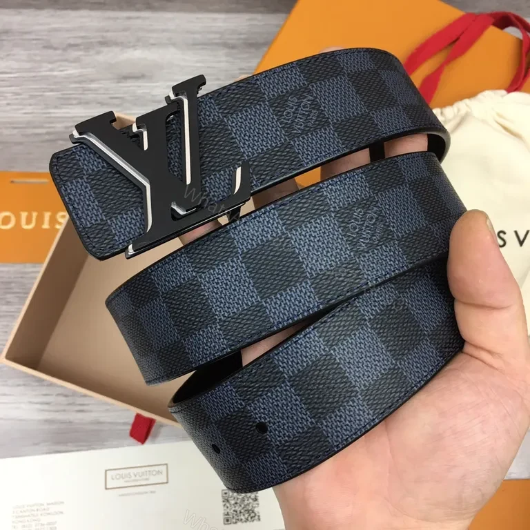 View 3 of Damier Graphite Belt: Luxury Palladium LV Buckle, 3cm