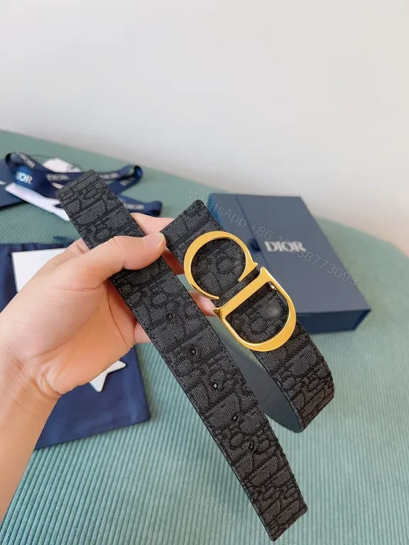 View 3 of Charcoal Leather Belt: Gold-CB Buckle Designer-Inspired Accessory