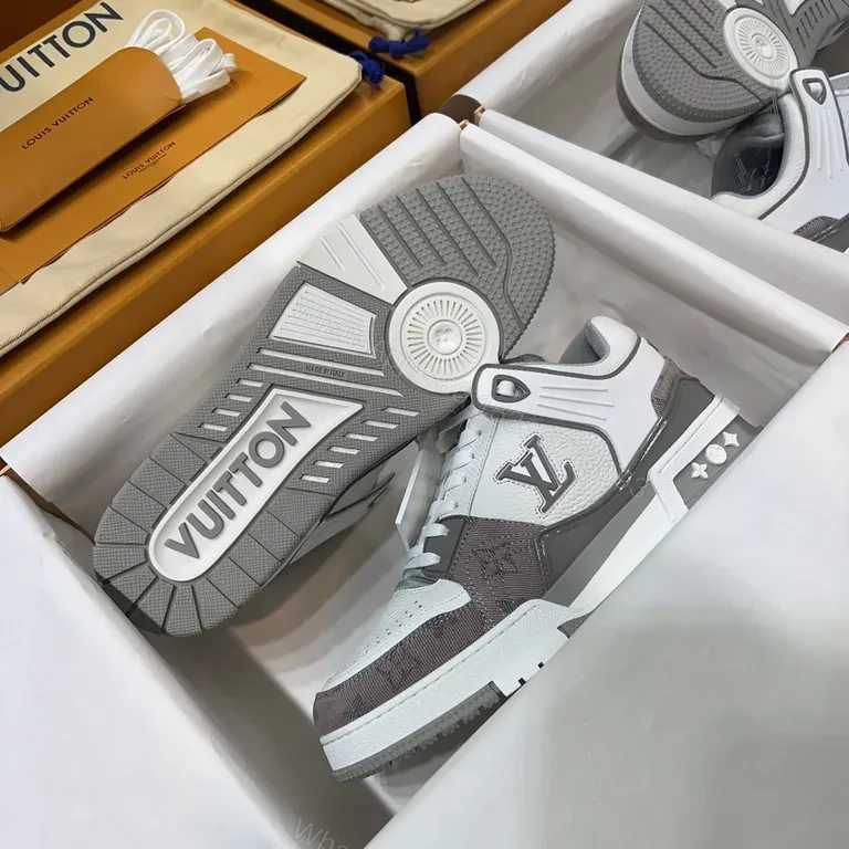 View 4 of Sophisticated LV-Inspired Leather Sneakers - All-Day Comfort