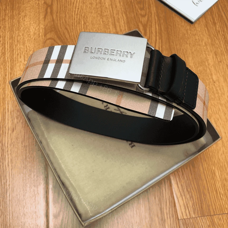 View 2 of BURBERRY PLAQUE BUCKLE VINTAGE CHECK E-CANVAS BELT – B23