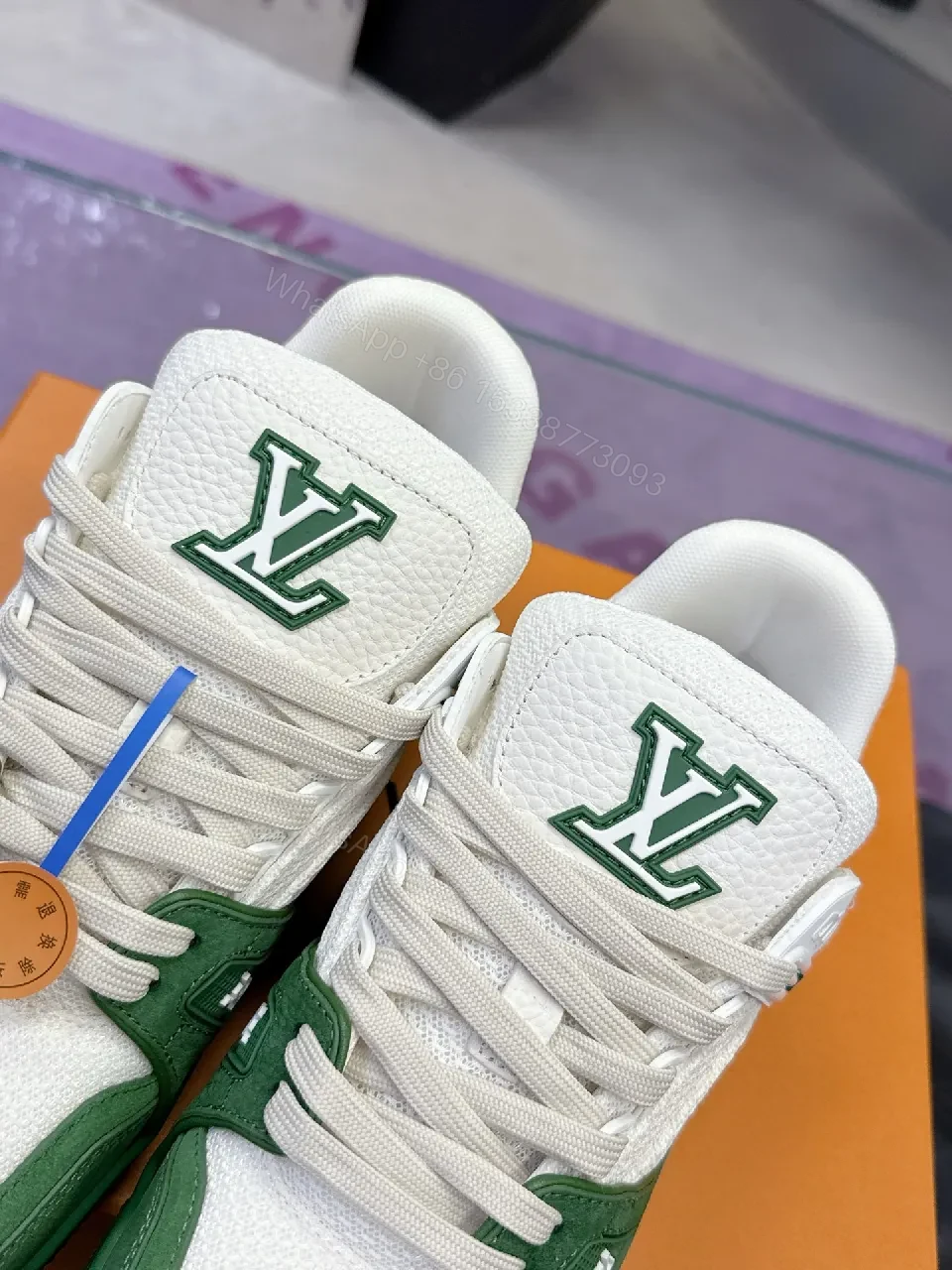 View 7 of Green Suede & White Mesh High-Top Sneaker: Elevated Comfort Luxury