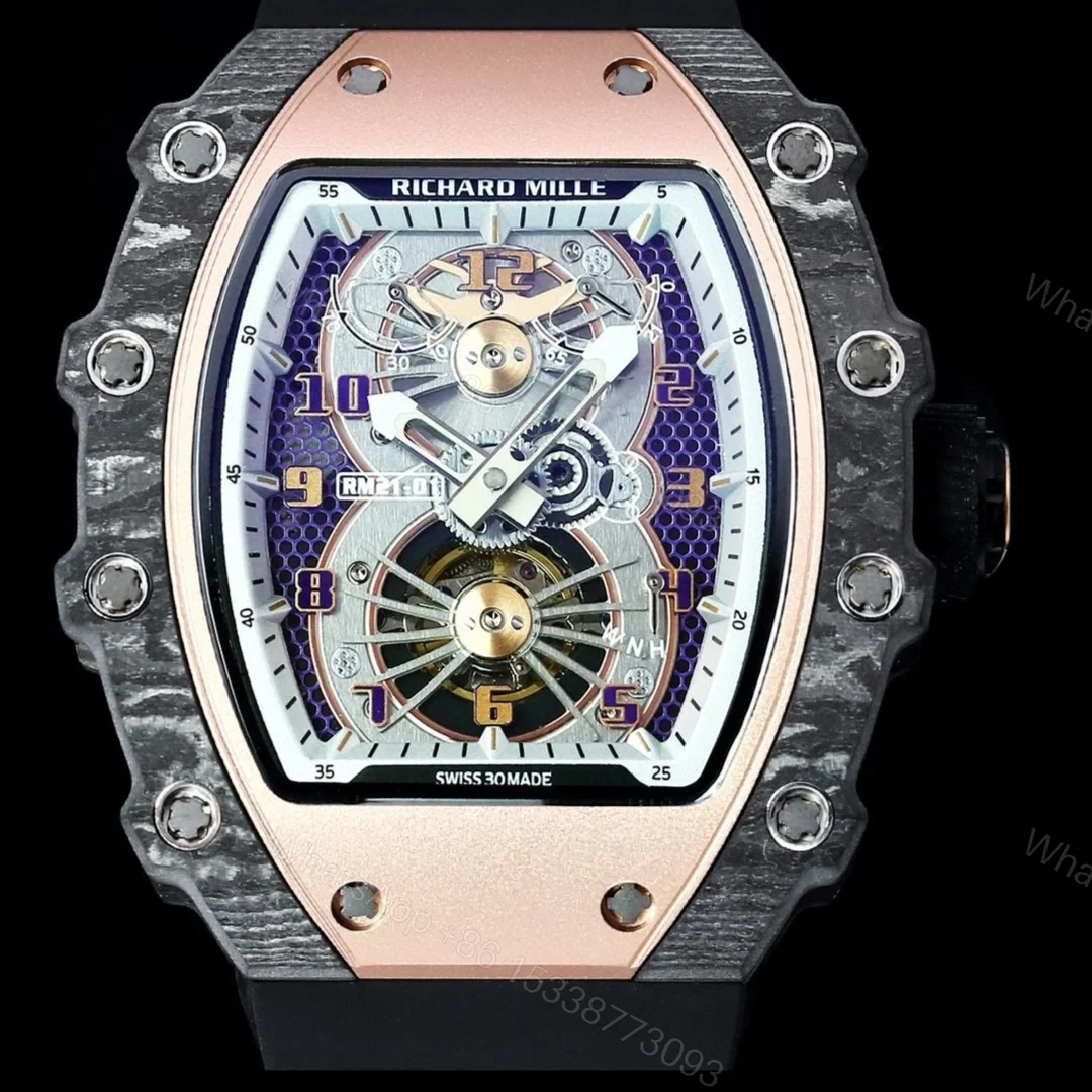 View 4 of Richard Mille RM21-01 Automatic Skeleton Watch 40MM Black Carbon Fiber Case Aerospace Design Premium Edition RM-RM21-01-BLK-CARBON-SKL-40