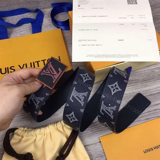 View 6 of LOUIS VUITTON BELT METROPOLE MONOGRAM UPSIDE DOWN INK NAVY – B132