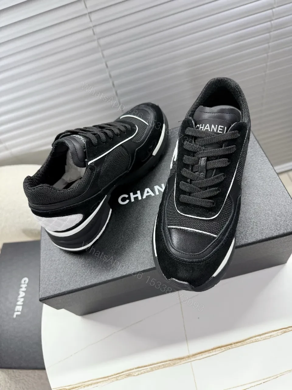View 3 of Black Knit & Suede Runner: Sleek Comfort, Everyday Luxe