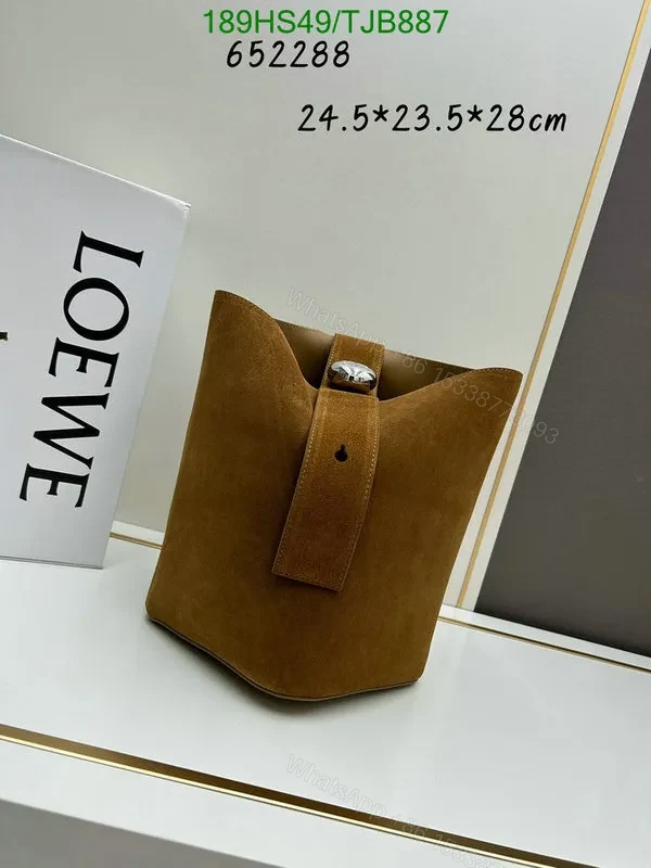 View 12 of Loewe Tobacco Pebble Bucket Bag crafted from Suede Calfskin EA5287