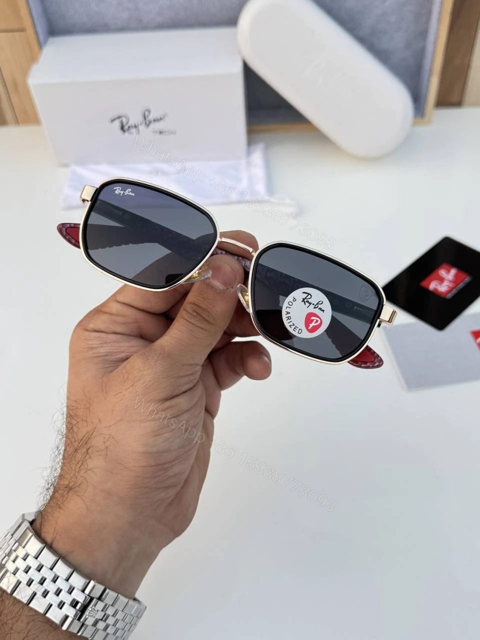View 3 of First Copy RayBan 5601 Gold Black Sunglasses
