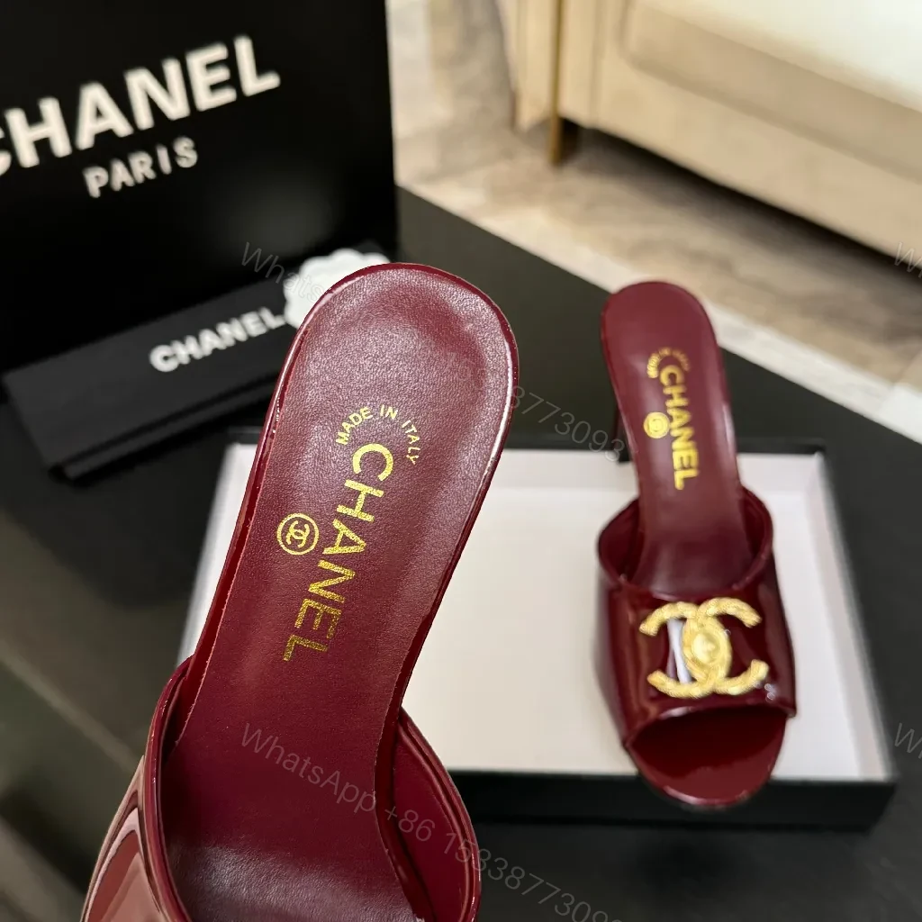 View 5 of Red Patent Slip-Ons: Gold Hardware, All-Day Comfort Mule