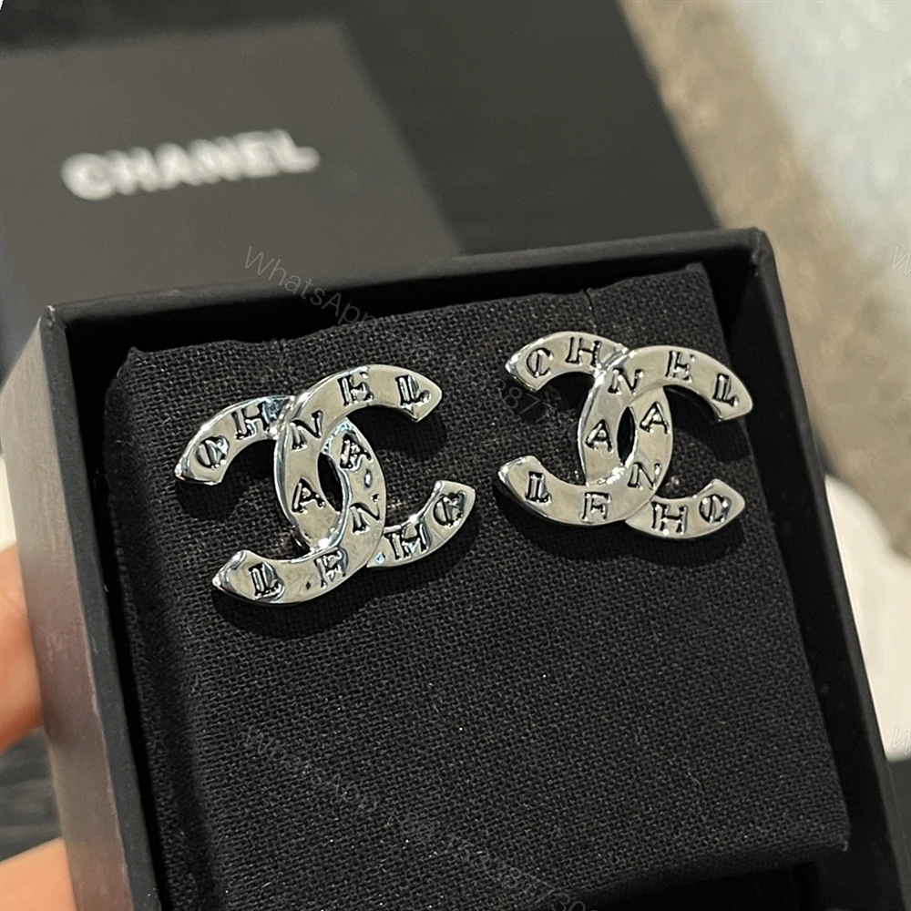 View 2 of Chanel Cc Classic Logo Earrings Silver