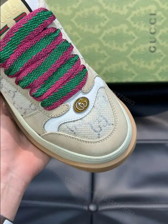 View 3 of GUCCI SCREENER TRAINER SNEAKERS WHITE GG LAME CANVAS – GC173