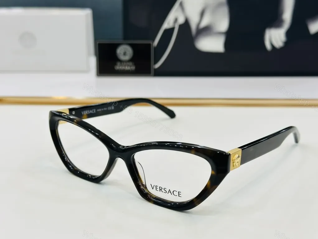 View 5 of Chic Versace Cat-Eye Frames: Luxe Gold Accent Eyewear