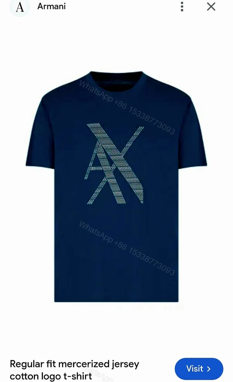 Armani Very Premium Cotton Lycra Round Neck Blue T-Shirt First Copy | AAA+ Replica — view 1