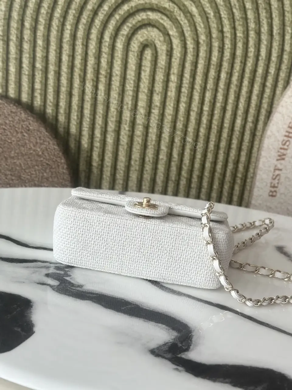 View 10 of Pearl-Gray Quilted Mini Shoulder Bag: Subtle Shine, All-Season Glam