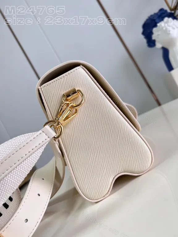 View 5 of Elegant Compact Crossbody with Gold LV-Inspired Hardware