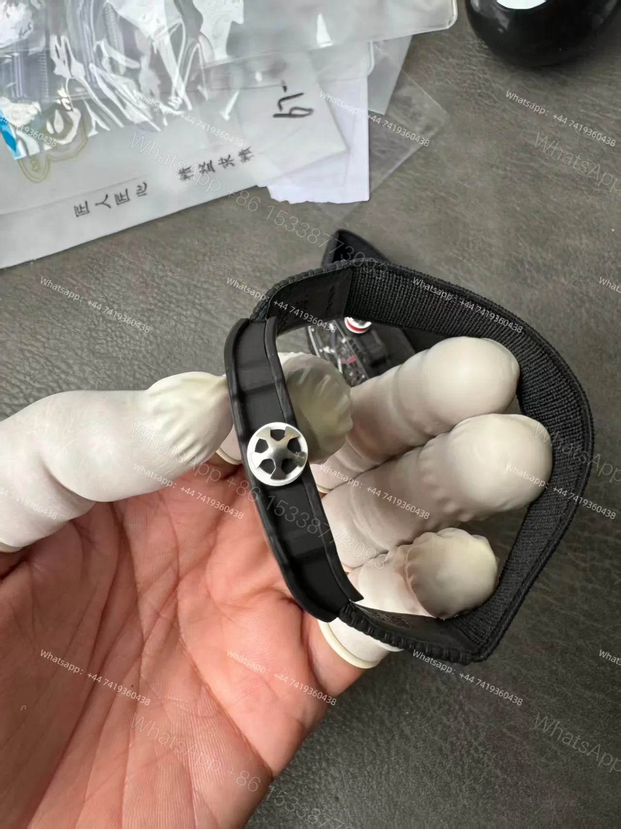 View 15 of Super Clone Richard Mille RM67-02 Carbon TPT Skeleton Tourbillon 1:1 Replica Watch with Black Strap